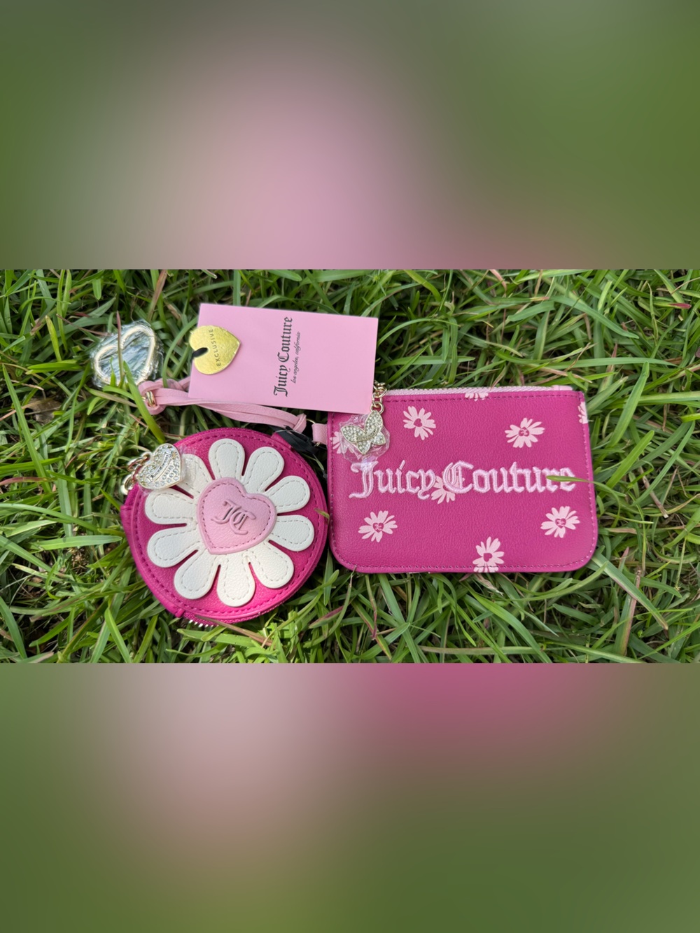 Juicy Couture Pink Daisy Coin Purse & Card Holder Set NWT Y2K Summer Cute nwt